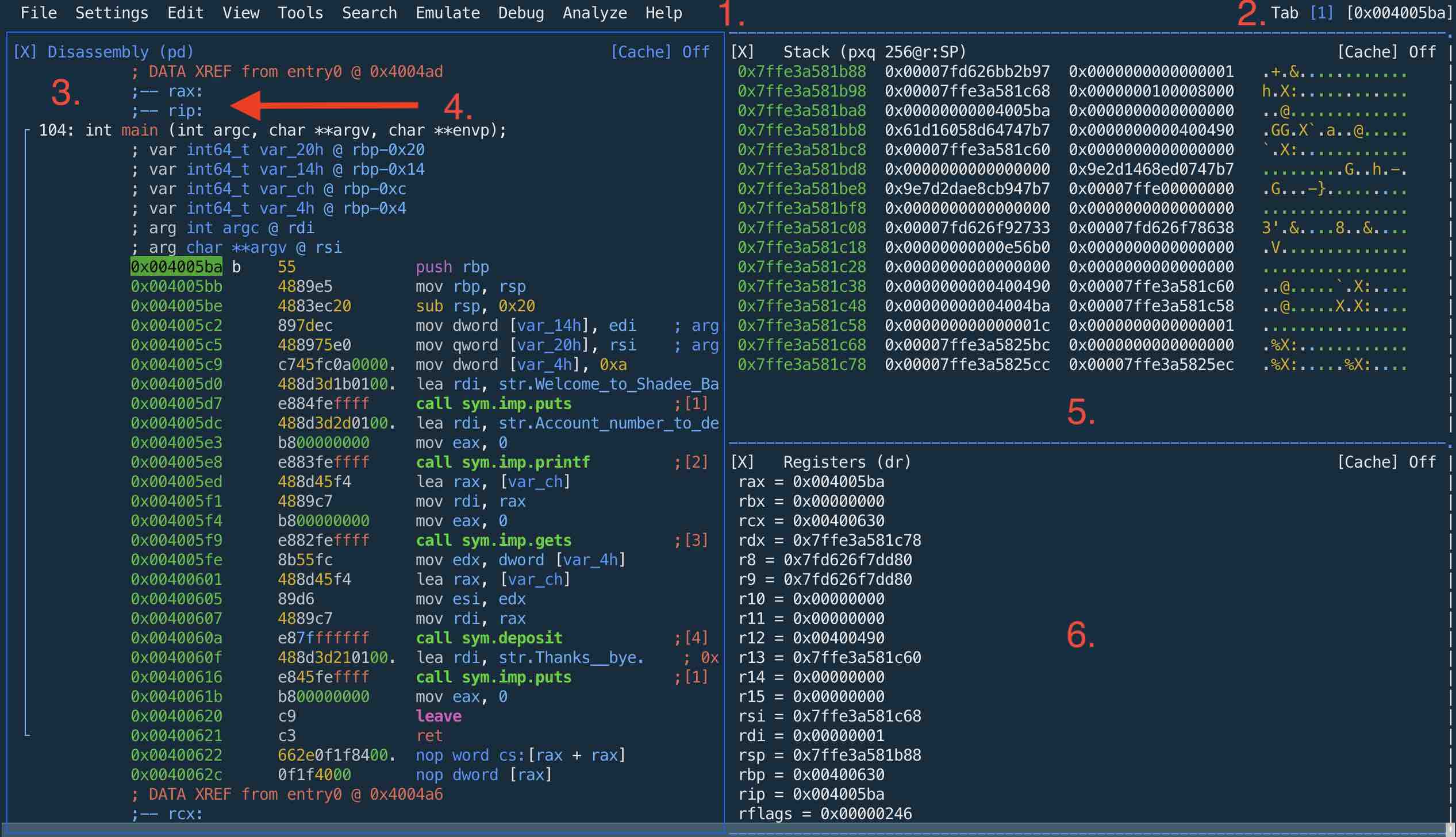 radare2 visual interface