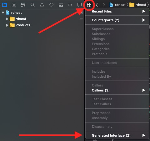 Xcode show generated interface